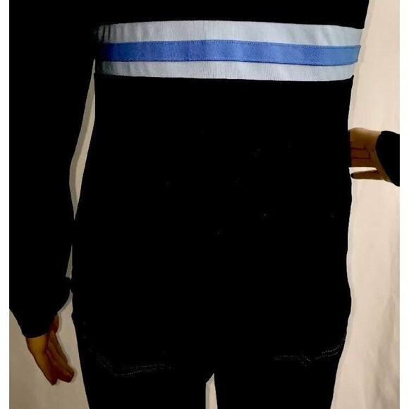 Paco Jeans Athletic Jacket Small Navy Blue Striped Zipper Front Casual Style - Picture 11 of 12